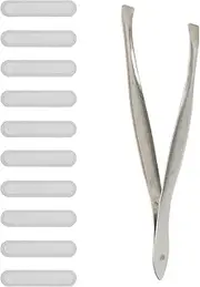 uxcell Phone Dustproof Net Stickers, 10 Pcs Phone Speaker Anti Dust Protector Cover Universal Speaker Mesh Sticker with Tweezer for Mobile (0.87"x0.2"), Silver