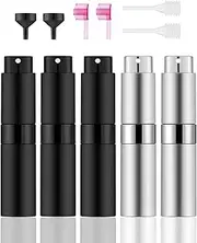 Lil Ray 8ML Perfume Travel Refillable Atomizer Spray Bottle (5pcs) Mini Portable Sprayer for Cologne (3 Matte Black&2 Silver)