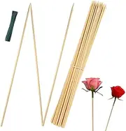 Plant Bamboo Sticks,50pcs Vine Plant Support Sticks-Vine Plant Stand with 50pcs Wire Ties Plant Support Rate Natural 17 Inches for Small Plants Fanelod