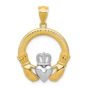 14K Yellow & Rhodium Claddagh Pendant
