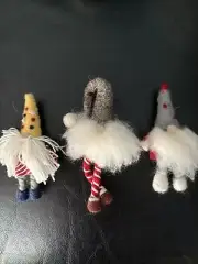 Set Of 3 Wool Gnome Finger Puppets Unique New