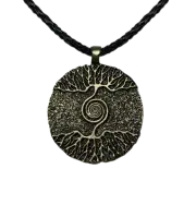 BAG OV BONES - 'Yggdrasil' Metal Pendant With Leather Cord (Brass)