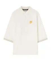 Palm Angels Logo Printed Drop Shoulder Polo Shirt XL,XS,M white/yellow