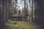 Landscape nature trees fall hut sauna Custom Gaming Mat Desk