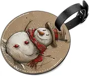 [WOSHJIUK] 2-Pc,Luggage Tag,Bag Tags for Luggage,Travel Suitcase Tags,Christmas Snowmen Snow