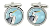 Heron Cufflinks in Chrome Box