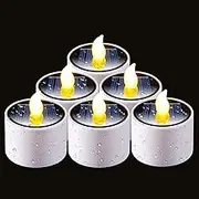 Homemory Solar Candles Outdoor Waterproof, Dusk to Dawn Outdoor Lighting, Reusable LED Tea Light Candles for Lantern Garden Camping and Home Decor, 2.3''x2'', Pack of 6