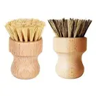 Cleaning Brush Wooden Round Short for Coffee Espresso Machine Pot Pan