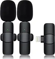 Zooblu Wireless Lavalier Lapel Microphone for iPhone iPad,Mini Recording Phone Mic for Live Stream,for Video Recording,Interview,TikTok,Facebook Live,YouTube,Auto-sync 2-in-1