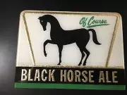Black Horse Ale, Glass Back Bar Sign, Koch Dunkirk, NY, NOS Beautiful Condition!