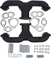 Rams Horn Manifolds Black Compatible with SBC 283-350 V8 1955-Up Corvette