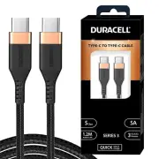 DURACELL Type-C To Type-C 1.2M braided 5A Charge Cable-100W & Sync up to 5GB/sec
