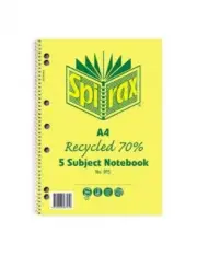 NEW PK5x SPIRAX 56805 815 Recycled 5 Subject Notebook,A4 250 Page