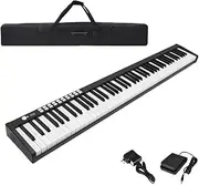 Digital Piano 88 Key, Portable Full Size Electronic Keyboard, MIDI Keyboard, Built-in Speakers, Sustain Pedal and Handbag (Color : Black)