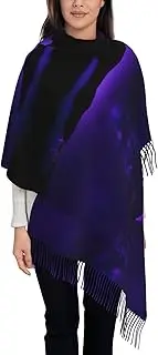 [HJLUUFT] Purple Starry Sky print Pashmina Shawl Wraps Scarf for Women Winter Winter Scarf for Women Wedding Scarf, Black