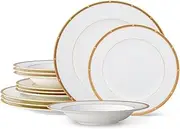 [Noritake] Rochelle Gold 12-Piece Set, Service for 4 in White