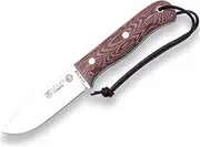 Sports Knife Campero Joker CN118-P, Blade 10,5 cm of Böhler K720 Carbon Steel, Walnut Wood Handle, Brown Leather Sheath, Includes Fire Starter, Tool for Fishing, Hiking, Camping and Hiking