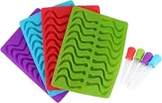 4Pcs Colorful Earthworm Shape Fondant Set with Dripper Tool - Silicone Baking for Cake Decoration, Making, Chocolate Crafts - Red, Blue, Green,