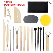 19PCS Clay Sculpting Tool Set Soft Clay Art Hand Sculpting Making Carving Kit