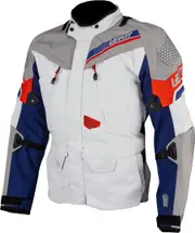 Leatt ADV DriTour 7.5 waterproof Motorcycle Textile Jacket, grey-red-blue, Size XL for Men Grey Red Blue