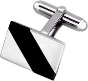 [Select Gifts] Box Set Shirt Black Tie Napkin Hook Sterling 925 Solid Silver Onyx Stripe Cufflinks