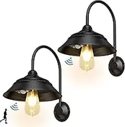 Ufelizor Solar Barn Light Solar Wall Mount Light Outdoor Retro Sconce Light with 3 Lighting Modes & Motion Sensor, Waterproof Solar Farmhouse Light Outdoor for Barn Chicken Coop Garage Shed(2 Pack )