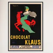 Galrie Stunning Vintage Chocolate Klaus Advertising Poster by Leonetto Cappiello Artwork, Black Frame, A4 21 x 30cm (8 x 12inch)