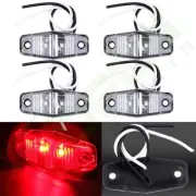 (4) Mini Oval Clear/Red Side Marker Trailer Truck Clearance Light Sealed