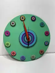 Target Wall Round Clock 10” Silent Quartz Movement Via Green