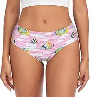 [RPLIFE] Tropical Fish Pastel Ladies Briefs, Breathable Briefs for Women, Comfort Stretch Underwear, Women Underwear Plus Size, Tropical Fish Pastel, X-Large
