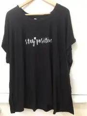 Philosophy Blouse Top Size 1X Black Rayon Short Sleeve Women's Stay Positive NWT