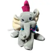 Disney Store Dumbo Plush Beanbag Elephant Pink Hat Stuffed Animal Toy