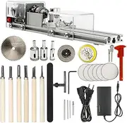 Mini Lathe Bead Polisher Machine, Mini Table Saw DIY CNC Machining for Table Woodworking Wood DIY Tool Lathe Standard Set 6 in 1 Transparent