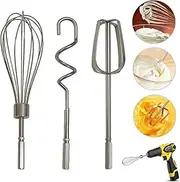 3Pcs Mixer Attachment, Stainless Steel Handheld Kitchen Mixer Accessory for Egg Baking Cream Butter Whisk Mixer, Suitable for Electric Drill