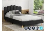 ALFORDSON Bed Frame Upholstered Platform Base Leather Black TANIA