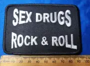 Cloth Badge Biker Iron On/Sew On Patch SEX DRUGS ROCK & ROLL