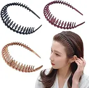 Shark Tooth Headbands for Women Non Slip Wavy Head Bands for Women's Hair Comb Headbands for Girls Plastic Headbands with Teeth for Thick Thin Hair(3 Colors)