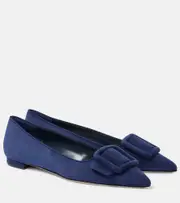 [Manolo Blahnik] Manolo Blahnik Maysale suede ballet flats AU 4 blue