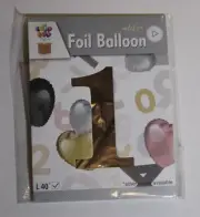 Number 1 Super Shape Solid Jumbo Helium Quality 40" Foil Balloon, Silver Baby