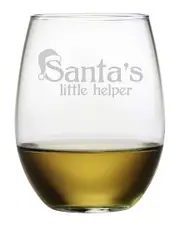 Susquehanna Glass Set of Four "Santas Little Helper" 21oz Stemless Glasses