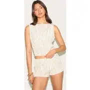 Lemon Striped Shirred Waist Top, Lemon