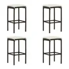 Bar Stools With Cream White Cushions 4 Pcs Brown Poly Rattan