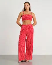 [Jag] Jag Women's Cotton Stripe Bodice In Red/white Size 14 14 Red
