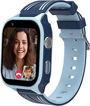 4G Kids Smart Watch - Boys Girls GPS Tracker Kid Smartwatches Phone with SIM Card Whatsapp Bluetooth Video Call SOS Alarm Voice Chat Pedometer Camera Real Time Tracking Smartwatch for Age 4-12 (Blue)