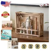 Elegant 11-Piece Bartending Kit with Handcrafted Wood Stand for Home Mixology