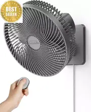 10" Wall Mount Oscillating Fan - Remote, Timer, 4 Speeds, Quiet, Adjustable Tilt