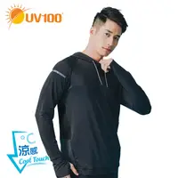在飛比找蝦皮商城優惠-【UV100】 防曬 抗UV-涼感連帽透氣上衣-男(BG21