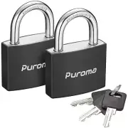 Lock Keyed Padlock,2 Pack Aluminum Locks with 3 Keys Alike, 1.1 Inch Locker Lock