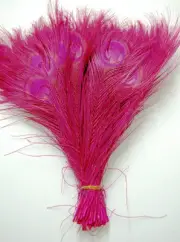 25 pcs HOT PINK Bleached & Dyed Peacock Feathers 10-12" Halloween Costume DIY
