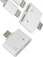 Lightning to Headphone Jack Charging Adapter (2Pack) for iPhone 14 13 12 Pro for Apple Earphone Audio Music Charging Splitter Aux for iPad Connector Cable Double Adaptor Charger Headset Dual Converter